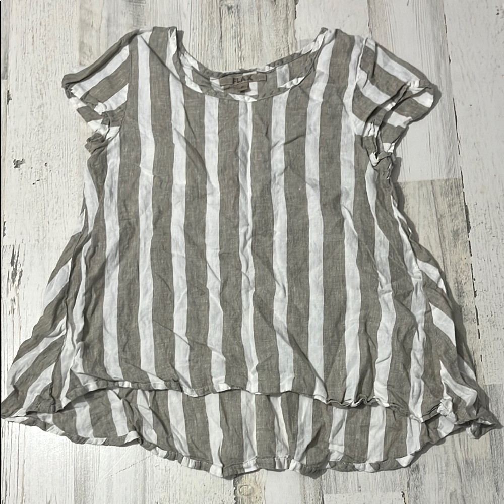 Flax striped linen top size P